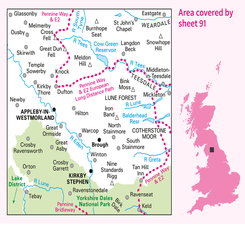 OS Landranger Map 91 - Appleby-In-Westmorland-2